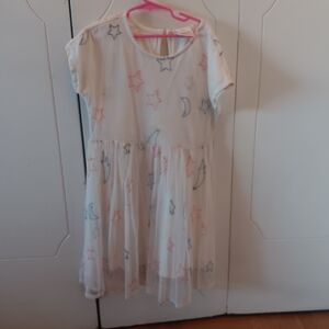 Hanna Andersson White Dress with Colorful Stars and Moons